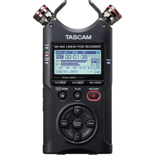 Tascam DR-40X 4-Channel Portable Audio Recorder and USB Interface with Adjustable Mic Tascam